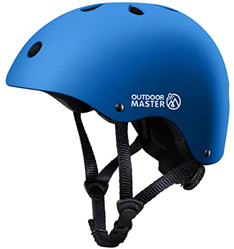 OutdoorMaster Kids Skateboard Cycling Helmet - Adjustable Multi-Sports Helmet with Removable Liners for Skateboarding Skating Scooter Rollerblading - Dark Blue - M Sale