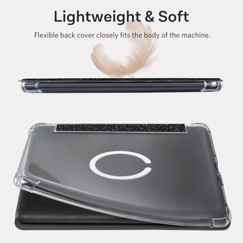 Image of CoBak Magnetic Clear Case for 7 inch E-Reader - Compatible with iPhone MagSafe, for PopSockets Grips, for Belkin /Anker Wireless Charging Pads and Magnetic Stand,Black Glitter