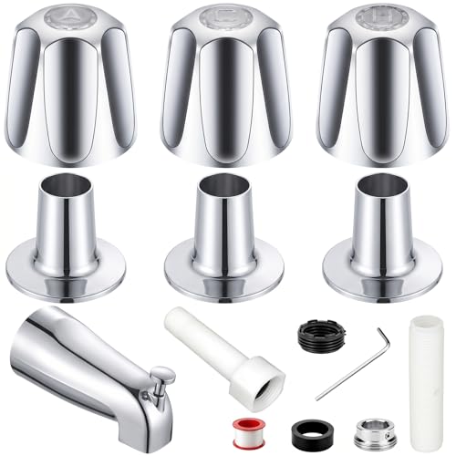 Juego de grifería para bañera, 3 manijas para ducha, compatibilidad con Pfister Verve 3 manijas, conexiones macho de 1/2" y 3/4" miniatura 1