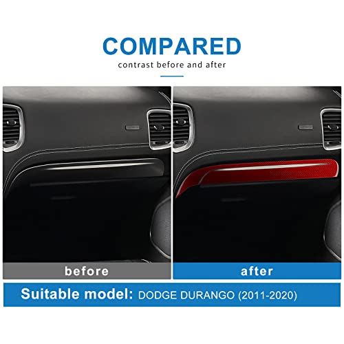 Airspeed Carbon Fiber Car Co-Pilot Dashboard Strip Cover Sticker Interior Console Dash Panel Sticker Trim For Dodge Durango 2011-2020 Accessories, Red #TOP2