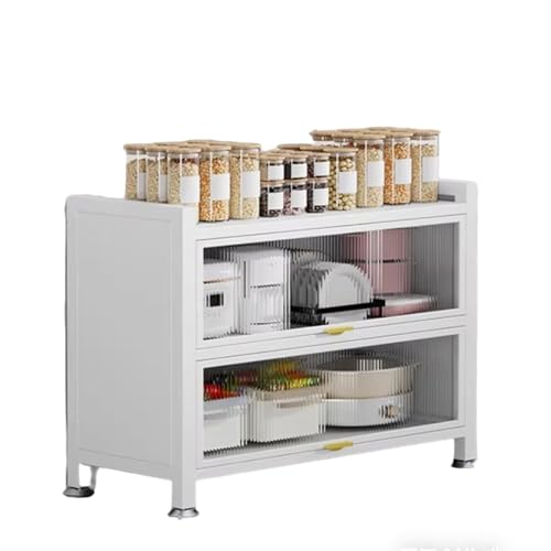 Aparador, Armario de Almacenamiento de Acero al Carbono, Disponible en Varios tamaños, Mueble de Almacenamiento Multiusos for Cocina, salón y Comedor.(White,H-80_L-90)