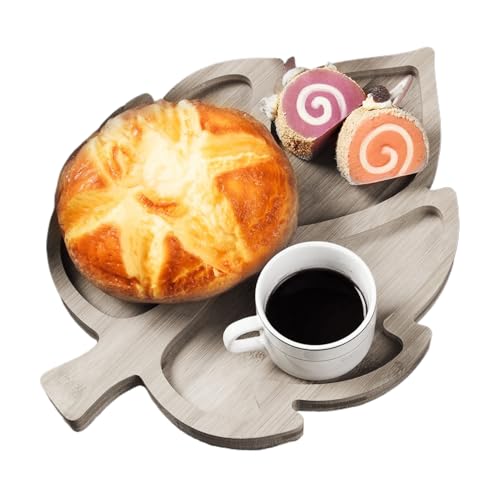 Nadsrpn Bandeja de Madera para Servir | Bandeja de Alimentos con Hojas para charcutería, Bandeja para Servir – Tabla de Queso de Madera, Platos de Cena para Acción de Gracias, Halloween, de