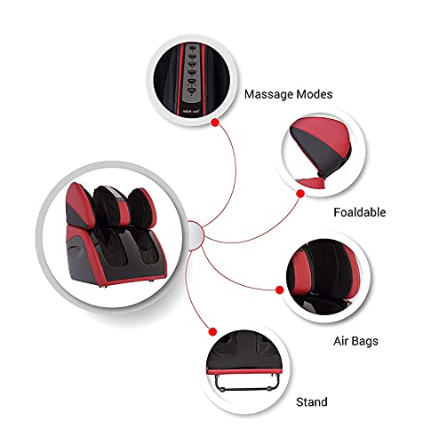 Image of RoboTouch Classic Corded Electric Plus Leg And Foot Massager With Kneading And Vibratory Reflexology For Pain Relief In Calves, Thigh, Feet, And Ankles, One Year Warranty. (Red)