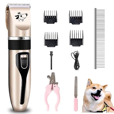 Cakapet Dog Clippers Grooming Kit and Paw Trimmer,Cordless,Low Noise, Electric Quiet,Rechargeable, Dog Trimmer Grooming, Pet Hair Clippers for Thick Coats,Shaver for Small and Large Dogs Cats