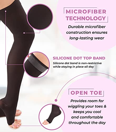 Image of ITA-MED Unisex Microfiber Compression Stockings - 25-35 mmHg, Thigh High, Open Toe