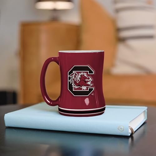 Image of Logo Brands NCAA South Carolina Gamecocks 14oz Relief Coffee Mug - Officially Licensed Mug, Sculpted 3D Logo and Team Colors - Comfortable Handle and Glossy Finish for College Sports Fans