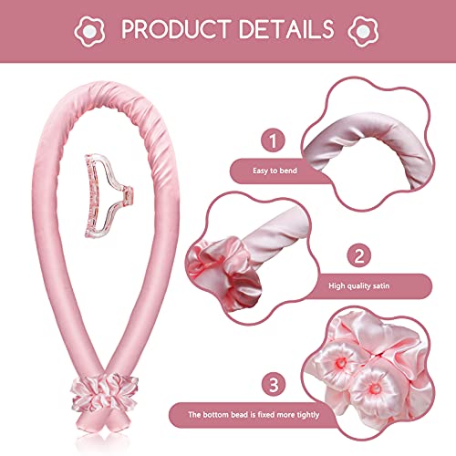 Heatless Hair Curlers For Long Hair, No Heat Hair Curlers Spiral Silk Curlers Hair Rollers, Heatless Curling Rod Headband, Diy Hair Styling Tools For Long Hair To Sleep In Overnight, 39.4 Inch (Pink) #TOP5