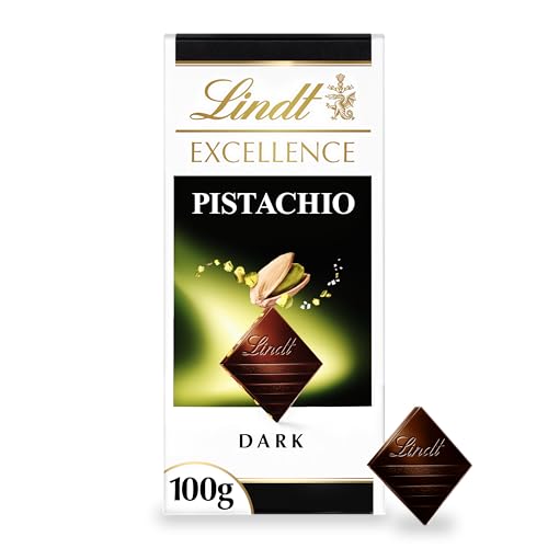 Lindt Excellence Pistachio Dark Chocolate Bar 100g Easter Gift Deep & Velvety Chocolate for Him & Her