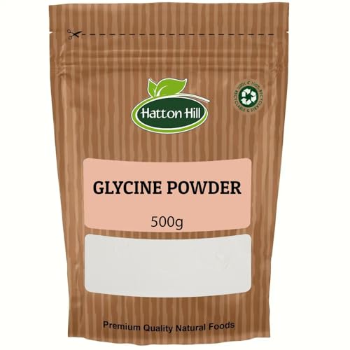 Glycine Powder 500g Pure Amino Acid Supplement for Sleep Muscle Recovery and Anti-Aging 100% Vegan Non-GMO by Hatton Hill