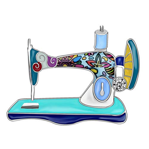 Image of Bonsny Enamel Alloy Rhinestone Sewing Machine Brooches Pin Jewelry For Women Girls Novelty Gift Charms