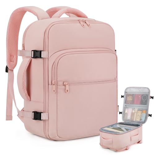 ETRONIK Mochila Ryanair 40x30x20, Bolso Mochila Mujer Impermeable, Mochila de Viaje Cabina Equipaje de Mano Compatible Wizz Air, EasyJet, Maletas de Cabina Fin de Semana Portátil 15,6 Pulgadas, Rosa