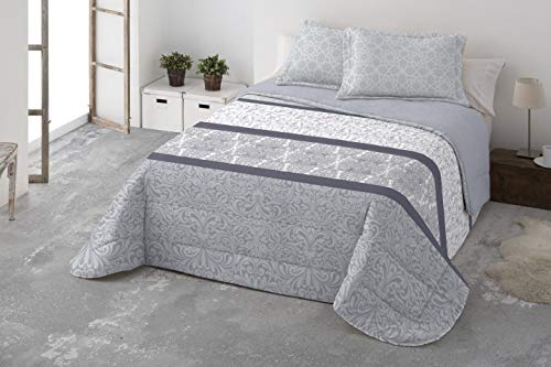 Mercatienda.es Edredón nórdico calentito Puebla Gris Invierno sedalina 700 gr,Sherpa Color Gris por Debajo Incluye cuadrantes de Regalo. (Cama 135/150 cm (240_x_270 cm))