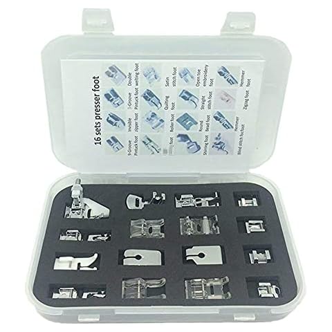 Youngine 16pcs Professional Sewing Machine Presser Feet Kit Multifunction Hem Foot Spare Parts Accessories for Low Shank, Brother, Singer, Janome, Viking, Toyota, Simplicity, Kenmore Cover