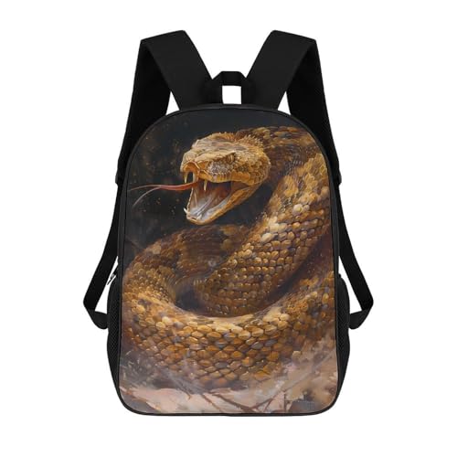 Rattlesnake Classic 17 Inch Backpack Travel Daypack Casual Shoulder Bag with Adjustable Strap for Men And Women