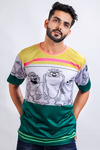 Image of HARPITA Men's Round Neck Half Sleeve Slim Fit Digital Printed Lycra T-Shirt