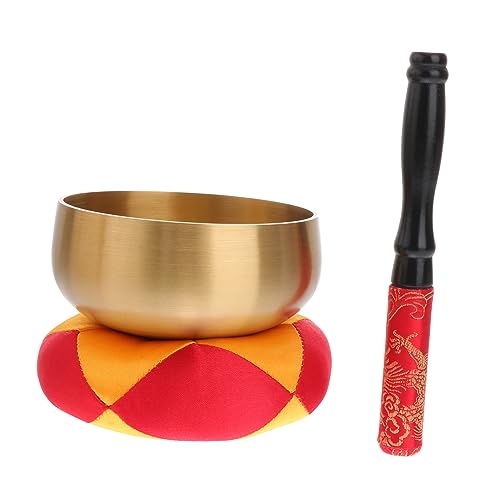 JEWEDECO 1 セット 仏音鉢 シンギングボウル マインドフルネス の チベットボウル スピリチュアル 銅の 用ボウル 音楽ボウル メディテーションボウル お椀 コットン