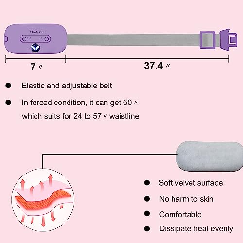 Image of Portable Cordless Heating Pad, Electric Waist Belt Device,Fast Heating Pad with 3 Heat Levels and 3 Vibration Massage Modes, Back or Belly Heating Pad for Women and Girl(Light Purple)