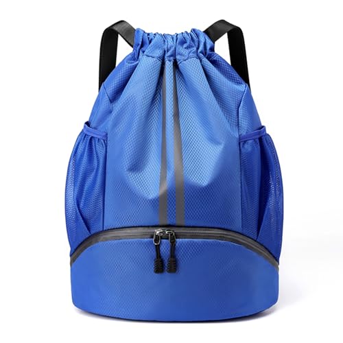Image of JELUTAR Drawstring Backpack Gym Bag with Shoes Compartment, Blue