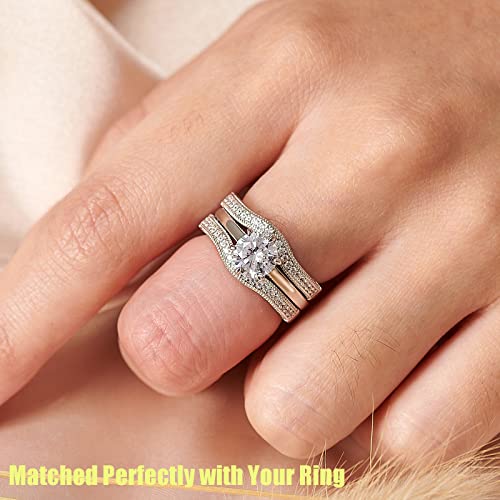 Blongme Curved Wedding Bands For Woman 925 Sterling Silver Ring Enhancer Guard For Engagement Wedding Rings Stackable Engagement Enhancer Guard Aaaaa Cz Size 7 #TOP4