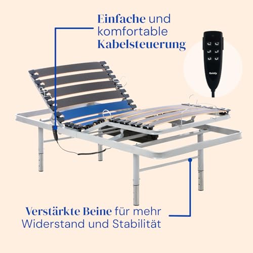 Geriafy - Lattenrost elektrisch verstellbar mit verstellbaren Füßen, viscoelastischer Matratze 6 cm und Bettgitter (90x200) – Bild 4