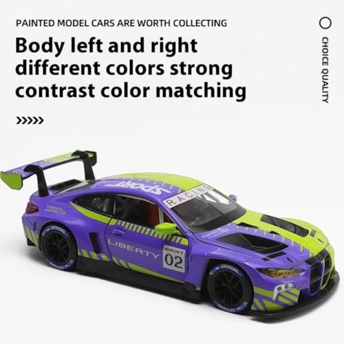 Modelo de auto de carreras M4 GT3 escala 1:24 con sonido y luz miniatura 3