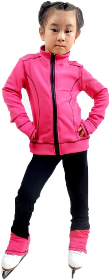 LIUHUO Ladies Skating Jacket Pants Suit Girls Training Clothes Skating Top Leggings Red