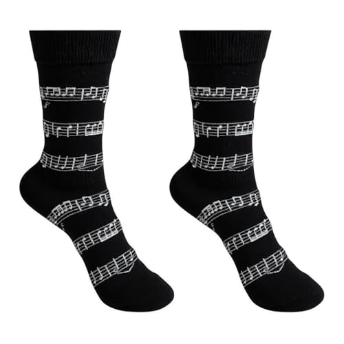 Musiker Socken Noten, Unisex Atmungsaktive Baumwollsocken für Damen & Herren (80% Baumwolle), Lustige Notenmix Motivsocken, Geschenkidee Musiker (DE/NL/SE/PL, Numerisch, 39, 42, Regular, Regular)