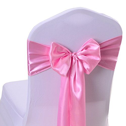 Ieventstar Satin Sash Chair Bow Cover Wedding Banquet Party Decoration (50, Light Pink) #TOP2