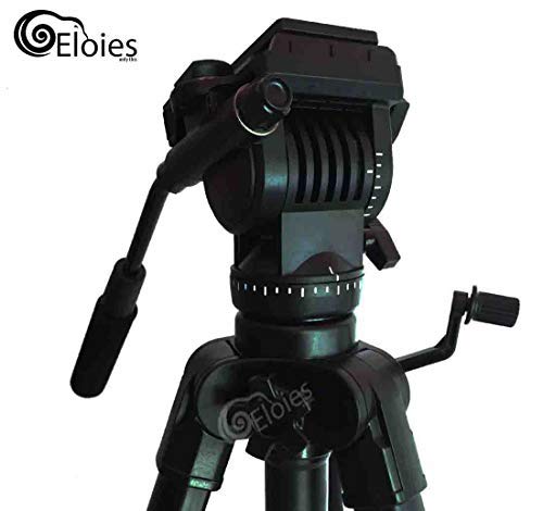 Image of Eloies EL974 Professional Series Heavy Duty Tripod Aluminium Made Adjustable with Cannon Nikon Sony Olympus Cameras & Mobile Phones| Three Way Pan Fluid Head Max Height 4.8 Foot.