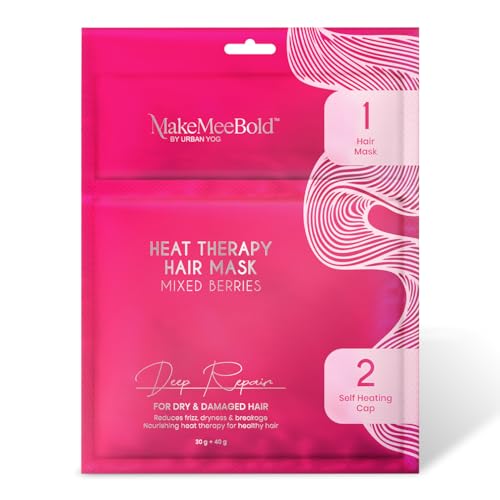 Image of Make Mee Bold Heat Therapy Hair Mask & Self-Heating Cap for Dry & Damaged Hair | Hair Spa Mask for Salon-Like Care at Home | With Berry Extracts, Hyaluronic Acid, Biotin, Collagen & Keratin | 5-Minute Care, 70 g