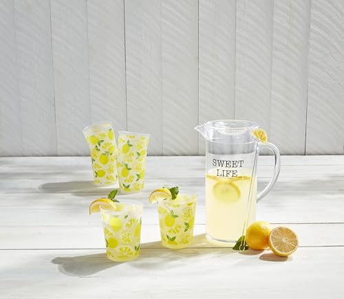 Pichet acrylique transparent Mud Pie grand format avec verres de table
