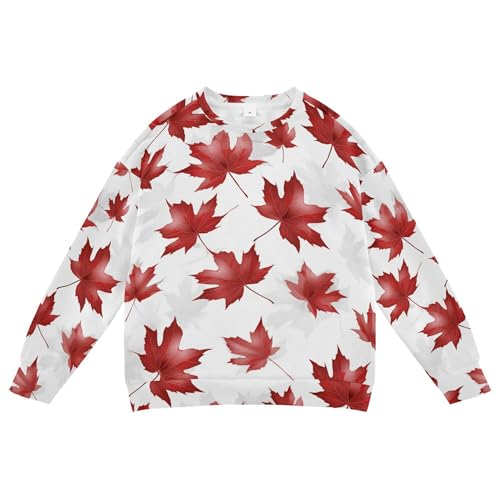 JUNZAN Canadian Red Maple Leaf Little Girls Sweatshirt Hoodie Crewneck Hoodies for Girls Athletic 4T