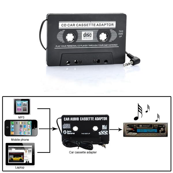 CASSETTE AUTO ADATTATORE JACK CUFFIE AUDIO 3.5mm MP3 CD DVD MP4 USB