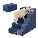 Gardner Pet Scala per Cani Piccola, Scala per Animali Domestici a 5 Gradini, Rampe in Schiuma ad Alta Densità con Rivestimento Impermeabile e Antiscivolo, per Letto, Divano, Poltrona e Auto, Blu