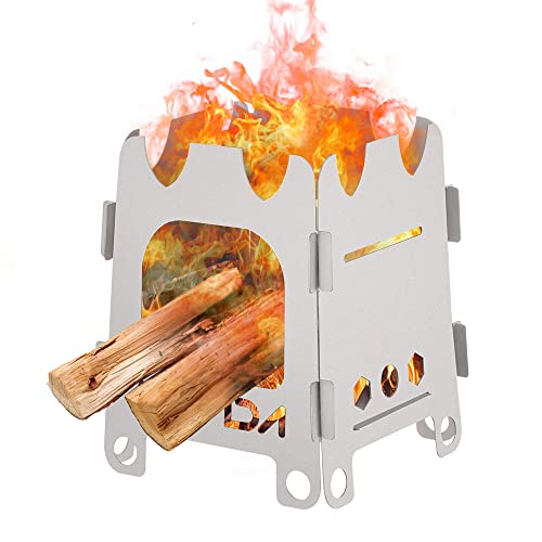 Lixada Camping Stove Wood Burning Stoves Portable Backpacking Stove Folding Lightweight Titanium Alcohol Stove for Outdoor Camping Hiking Hunting Picnic BBQ