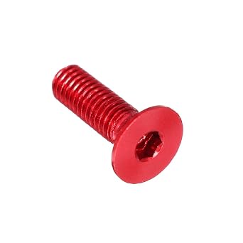 20pcs M3 Flat Screws 7075 Aluminum Alloy Allen Screws Hex Socket Flat Head Cap Screws (Red, 10mm)