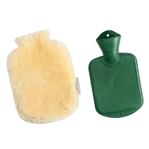 Sanofell by Werner Christ Wärmflasche mit Lammfellbezug'SORIANO' – Natur, 28x20 cm, langanhaltende Wärme, Naturkautschuk, abnehmbarer Bezug,...