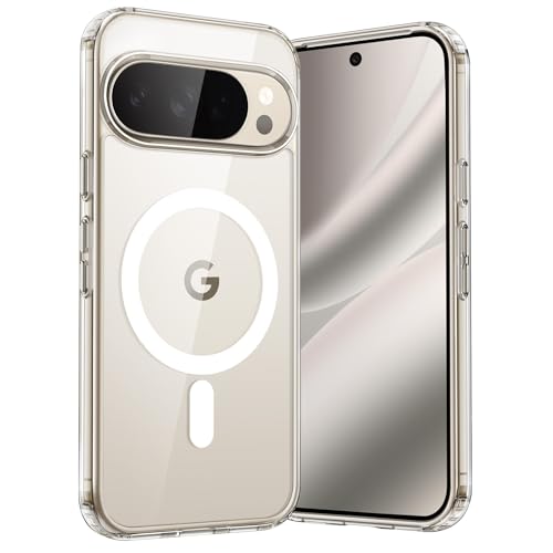 JETech Magnetisch Hülle für Google Pixel 10 Pro XL 2025 Kompatibel mit MagSafe und Pixelsnap-Ladegerät Stoßfest Stoßfänger Handyhülle Anti-Kratzer Transparent Rückseite (Durchsichtig)