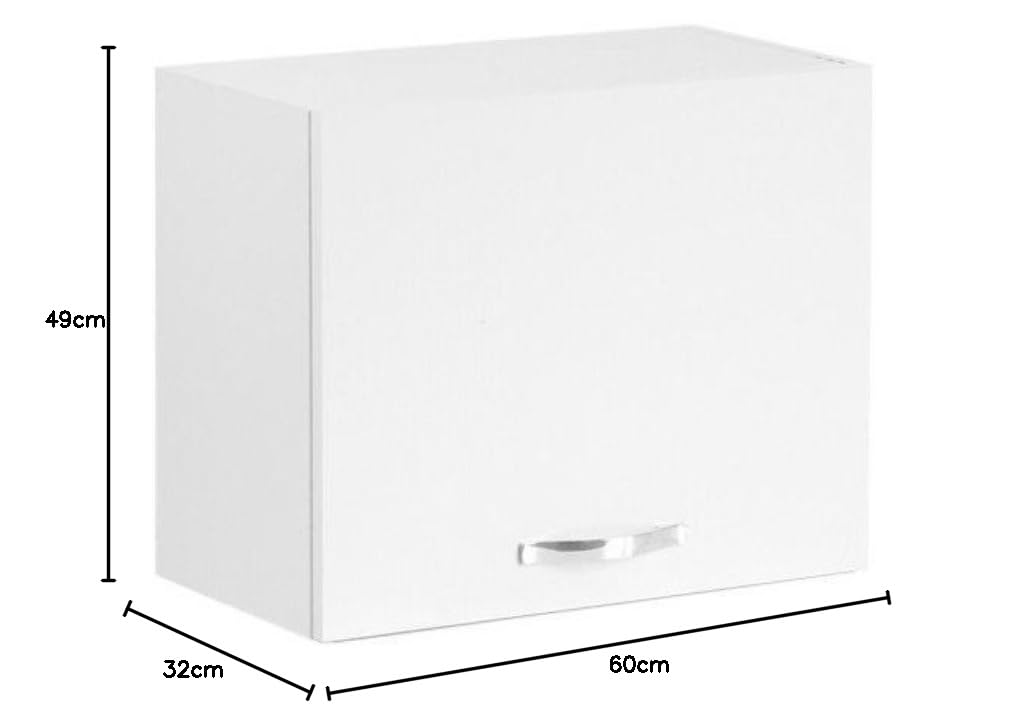 Pensile sopracappa Bianco Frassinato con Anta da Cucina Cm 60x32xh49