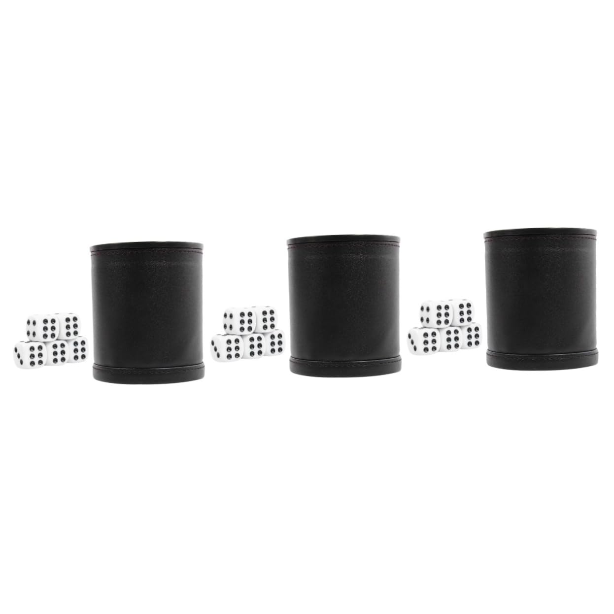 Abaodam 3sätze Pu-Leder Würfelbecher Mit PVC-würfeln Leiser Dice Cup Für Bar Und Familienspiele Für Camping Und Partys Robustes Design Schwarz
