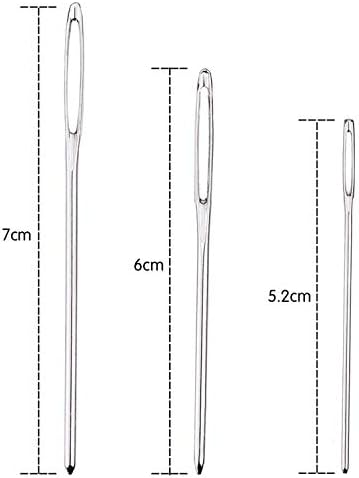 Outus Large-eye Blunt Needles Steel Yarn Knitting Needles Sewing Needles, 9 Pieces (Silver)