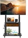 Roulement TV Support avec tiroir de tissu pour 32-75 pouces écran plat/courbé jusqu'à 220lbs LCD/LED/OLED Taille réglable Mobile TV Panier avec roues pour Home Office Outdoor Max VESA 600x400mm