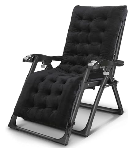 Silla de oficina plegable reclinable con respaldo ajustable, almohadilla de algodón extraíble y portavasos, silla portátil para exteriores, playa, para ancianos, balcón o tomar el sol, llena de