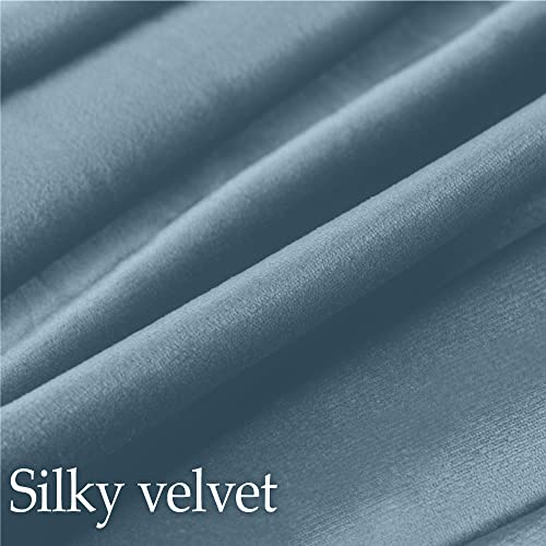 Lalaloom Velvet Throw Pillow Cases, Set Of 2, Softest Accent Case For Pillows, Decorative Square Covers For Home Decor, Silky Cover For Sofa, Couch, Bedroom, Living Room, Washable 18X18 Stone Blue #TOP1