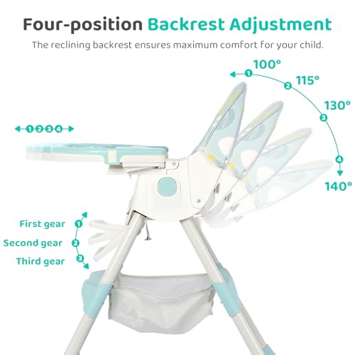 Image of 3 in 1 Baby High Chair, Adjustable 5 Point Harness, Tray, Foot Rest, Backrest and Seat Height,Multifunctional Foldable Portable highchair for Toddlers