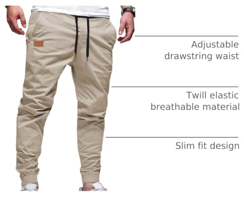Image of JMIERR Mens Cotton Stretch Joggers Casual Twill Athletic Track Pants