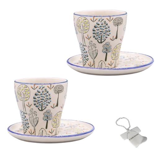 J-kitchens Select 2個入 セット 花瓶 陶器 植木鉢 フラワー 東欧風 フラワーベース D Φ8.5xH8.5cm ツリー (オリジナルタグ1個付)No5739