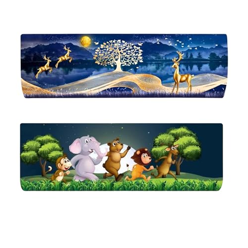Image of Printed Split Ac Cover Combo Indoor Unit For 1.5 Ton Capacity AC, Inner Unit Ac Cover, All Weather Cover /Attractive Digital Prints /Dustproof /Water Resistant (Jungle Safari & Gold Deer)