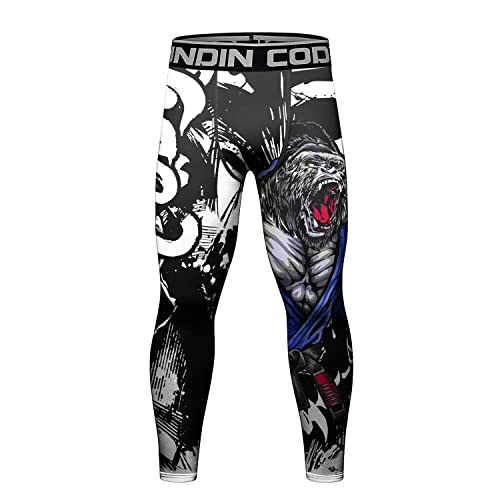 Red Plume Men's Sports Compression Pants Tights Baselayer Workout Cool Dry Long Running Leggings for Cycling Yoga Basketball (Style 3,XXL)