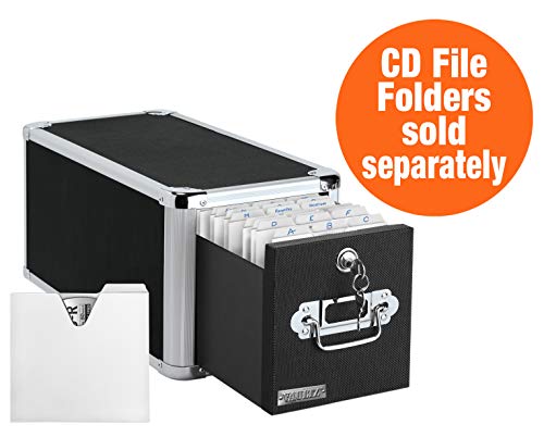 Vaultz Cd Case Holder-File-Cabinet Cd-Rack W/ 1 Drawer And Key Locks, 8 X 14.5 X 15.5 Inch Dvd Organizer And Cd-Storage-Box - Black #TOP1